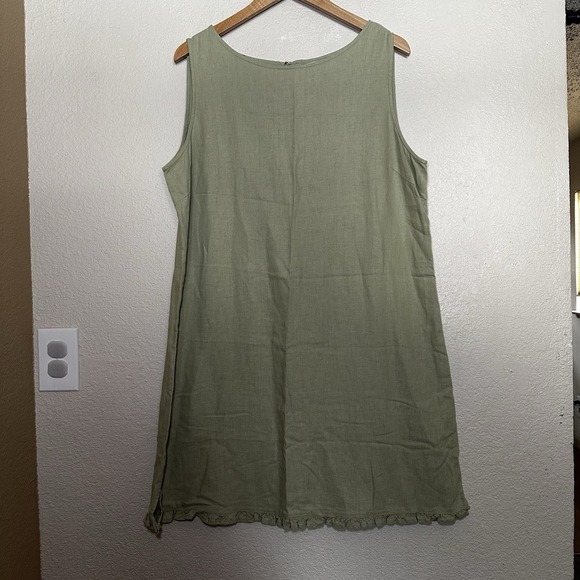White Stag Dresses & Skirts - White Stag Women's XL Sleeveless Dress Olive Green Linen Blend Light Airy Boho